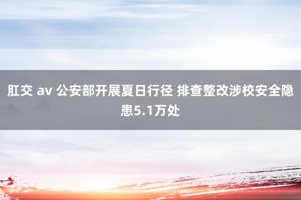 肛交 av 公安部开展夏日行径 排查整改涉校安全隐患5.1万处