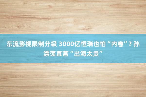 东流影视限制分级 3000亿恒瑞也怕“内卷”? 孙漂荡直言“出海太贵”