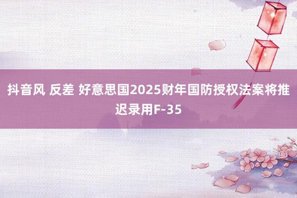 抖音风 反差 好意思国2025财年国防授权法案将推迟录用F-35