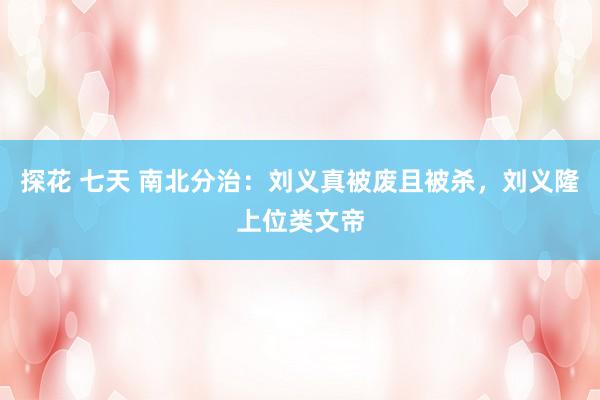 探花 七天 南北分治：刘义真被废且被杀，刘义隆上位类文帝