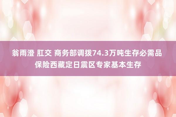 翁雨澄 肛交 商务部调拨74.3万吨生存必需品 保险西藏定日震区专家基本生存