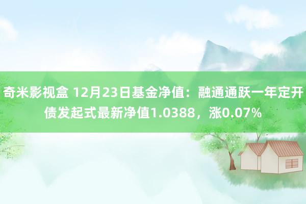 奇米影视盒 12月23日基金净值：融通通跃一年定开债发起式最新净值1.0388，涨0.07%