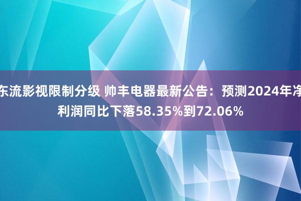 东流影视限制分级 帅丰电器最新公告：预测2024年净利润同比下落58.35%到72.06%