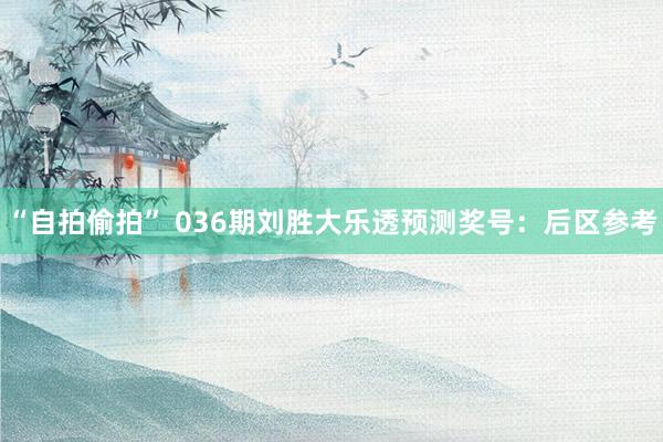 “自拍偷拍” 036期刘胜大乐透预测奖号：后区参考
