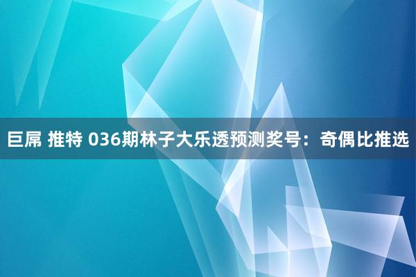 巨屌 推特 036期林子大乐透预测奖号：奇偶比推选