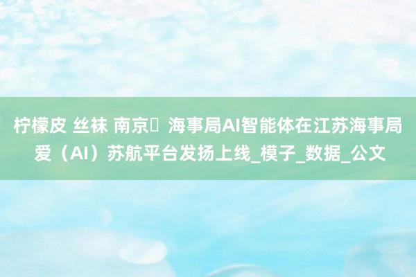 柠檬皮 丝袜 南京‌海事局AI智能体在江苏海事局 爱（AI）苏航平台发扬上线_模子_数据_公文