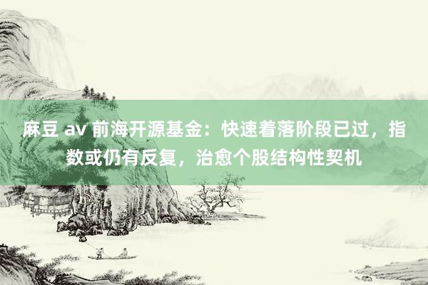麻豆 av 前海开源基金：快速着落阶段已过，指数或仍有反复，治愈个股结构性契机