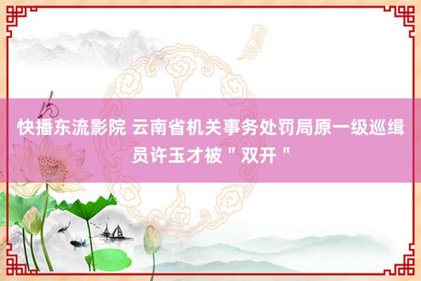快播东流影院 云南省机关事务处罚局原一级巡缉员许玉才被＂双开＂