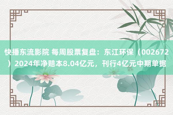 快播东流影院 每周股票复盘：东江环保（002672）2024年净赔本8.04亿元，刊行4亿元中期单据