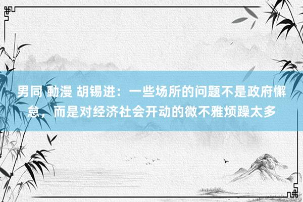 男同 動漫 胡锡进：一些场所的问题不是政府懈怠，而是对经济社会开动的微不雅烦躁太多