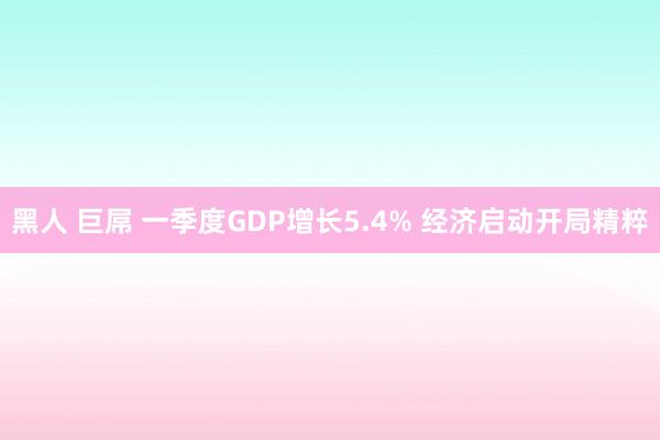 黑人 巨屌 一季度GDP增长5.4% 经济启动开局精粹