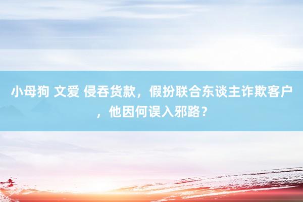 小母狗 文爱 侵吞货款，假扮联合东谈主诈欺客户，他因何误入邪路？