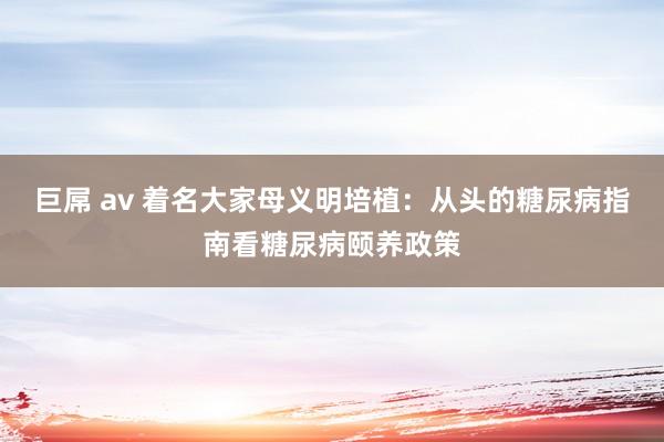 巨屌 av 着名大家母义明培植：从头的糖尿病指南看糖尿病颐养政策