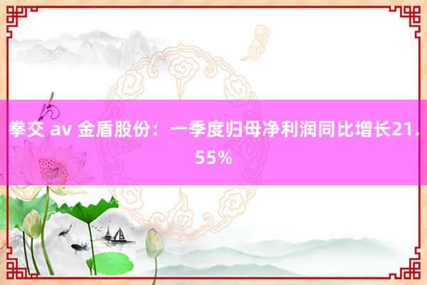 拳交 av 金盾股份：一季度归母净利润同比增长21.55%