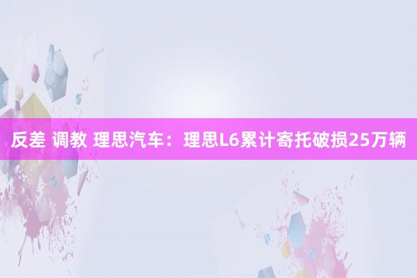 反差 调教 理思汽车：理思L6累计寄托破损25万辆