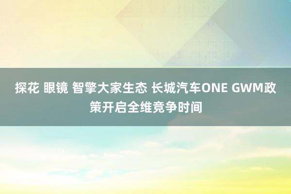 探花 眼镜 智擎大家生态 长城汽车ONE GWM政策开启全维竞争时间